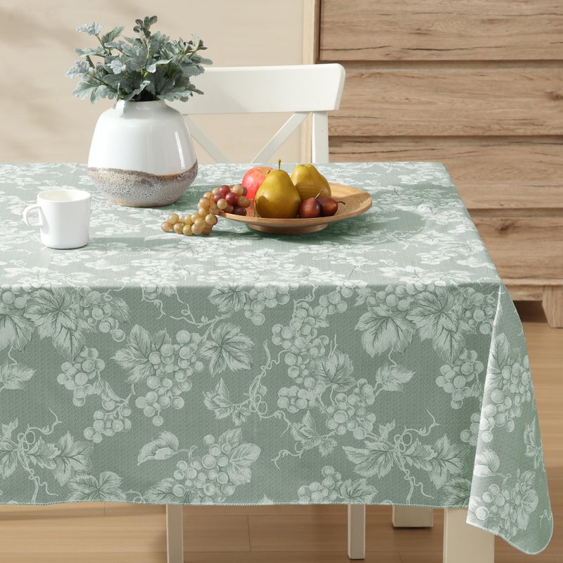 Lintex Home Bargains Plus 60 x 104 Inch Rectangle Vinyl Tablecloth with Flannel Backing, Traditional Grapevine Print, Waterproof Indoor Outdoor Dining Room, Party and Banquet Table Cover, Sage Green - Image 5